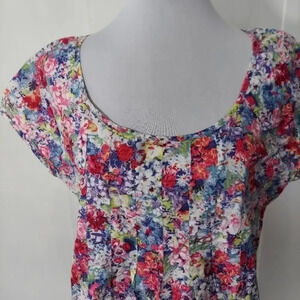 Art‎ and Soul Pink Burgundy Blue Purple Scoop Neck Cap Sleeve Cotton Boho Top